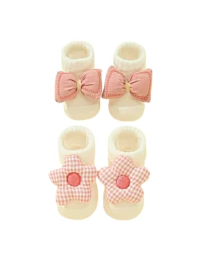 Image For 2 Pairs Baby Bow Decor Socks