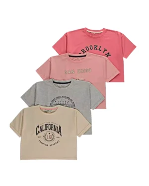 Image For Pink Slogan Cropped T-Shirts