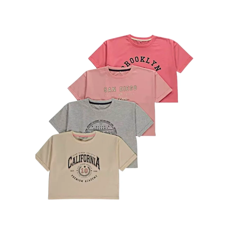 Image For Pink Slogan Cropped T-Shirts