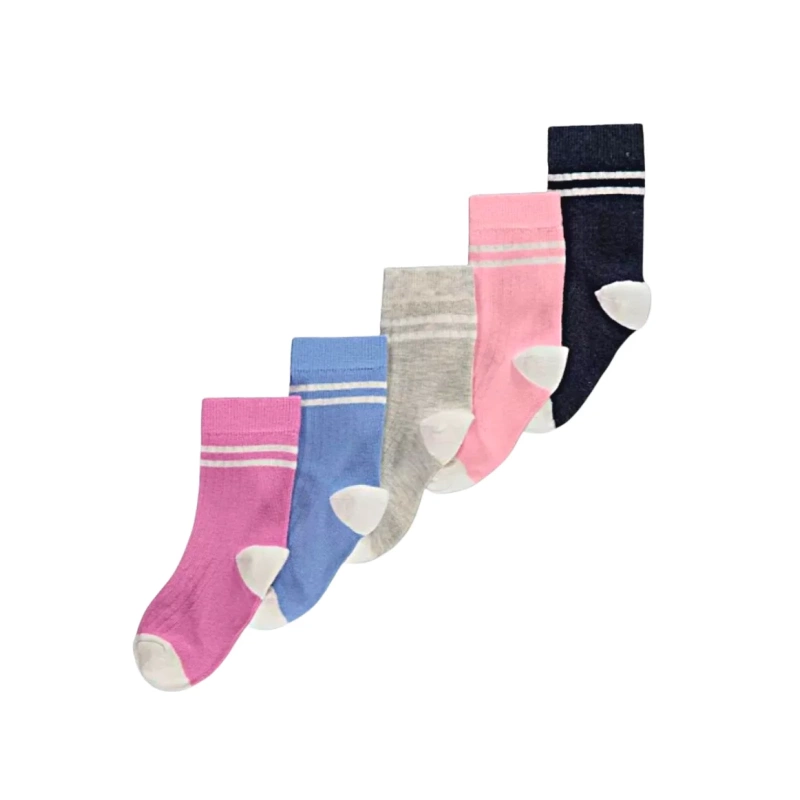 Image For 5 Pack Colourful Ribbed Lightweight Socks