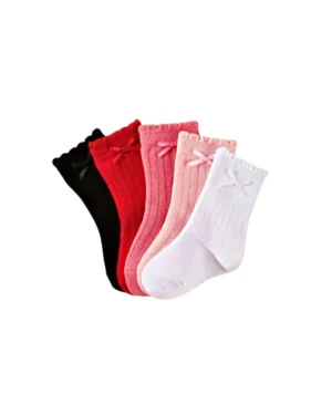 Image For 5 Pairs Baby Bow Decor Sock