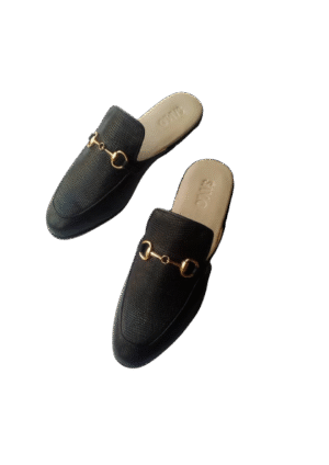 Image of Black Handmade Half-Shoe