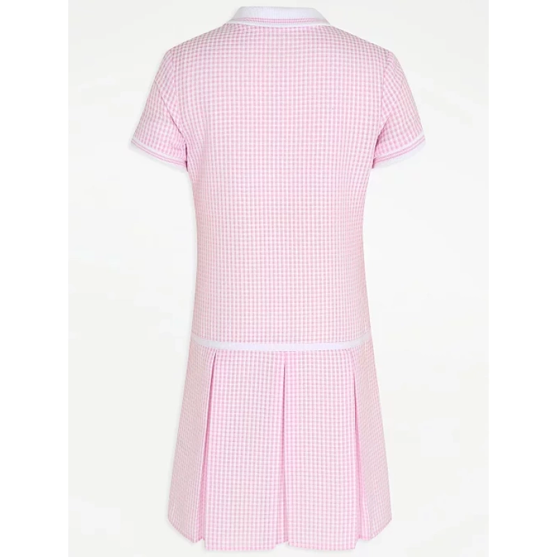 Back Image For Pink Gingham Sporty School Dress