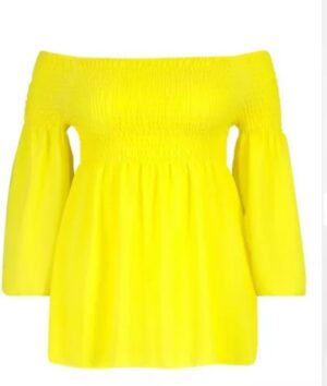 Image For Plus Shirred Off Shoulder Smock Top