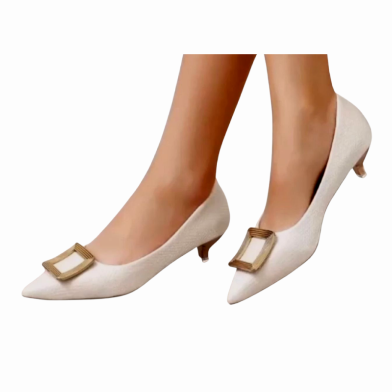 Image of Cream Kitten Heeled Shoes