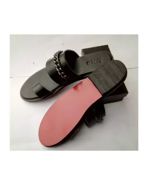 Image of SAM.O Black Leather Handmade Slippers