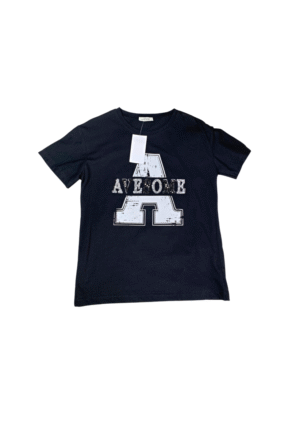 Image of Black T-shirt With Lettered Stones