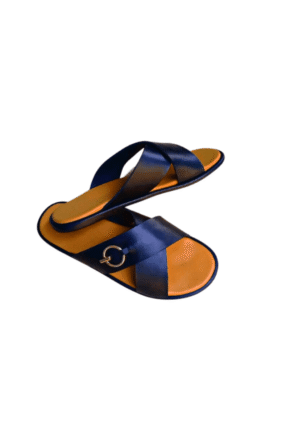 Image of Cross Decor Handmade Slippers With Brown Inner Sole