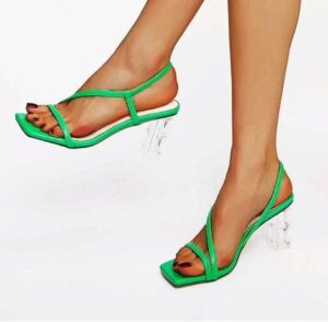 Image of Green Sandals With Transparent Heel