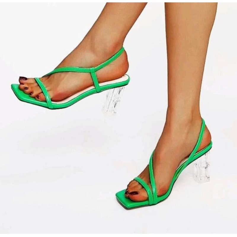 Image of Green Sandals With Transparent Heel