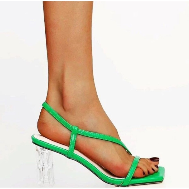 Image of Green Sandals With Transparent Heel