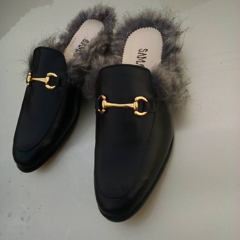 Image of Black Handmade Half-Shoe