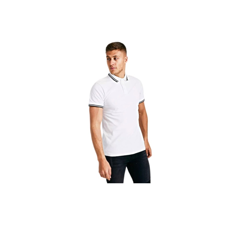 The Image For Short Sleeve Tipped Pique Polo