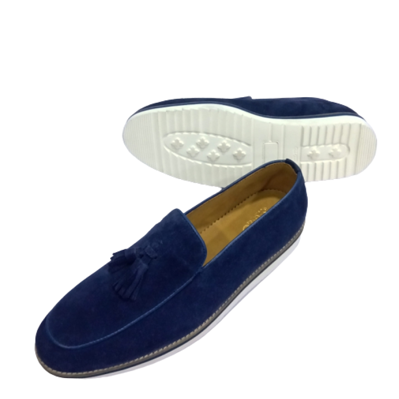 Image of Suede Handmade Shoe With White Sole