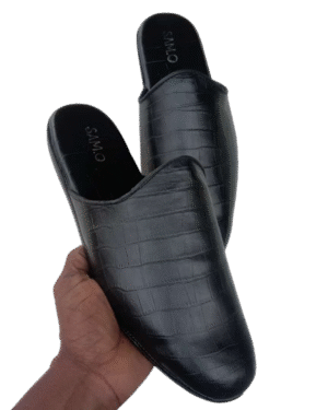 Image of Black Leather Handmade Half-Shoe