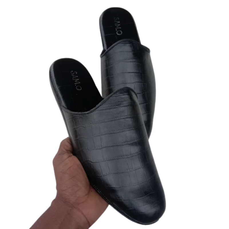 Image of Black Leather Handmade Half-Shoe