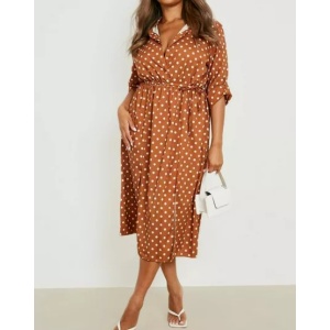 Image For Plus Polka Midi Shirt Dress