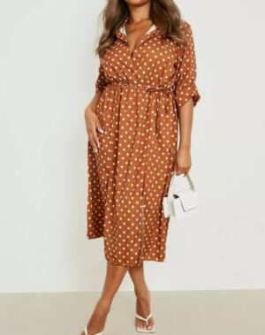 Image For Plus Polka Midi Shirt Dress