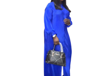Image of Blue Pleated Maxi Dress