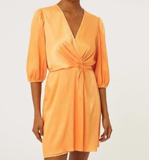 Image For Satin Wrap Twist Mini Dress