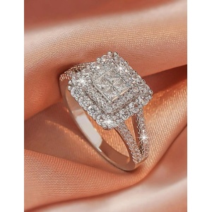 Image of Cubic Zirconia Geometric Decor Ring