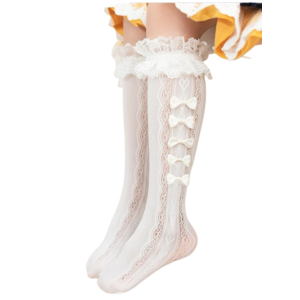 Image For Toddler Girls Bow Decor Lace Over The Calf Sock