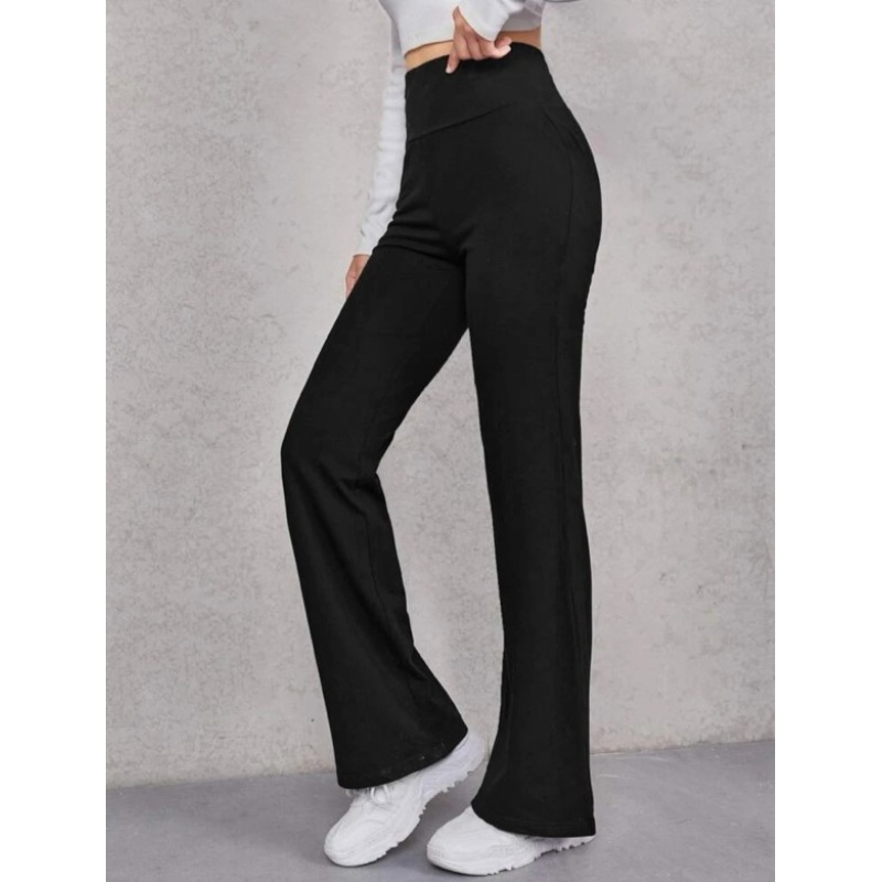 Image For Shein Wide Waistband Flare Leg Trousers