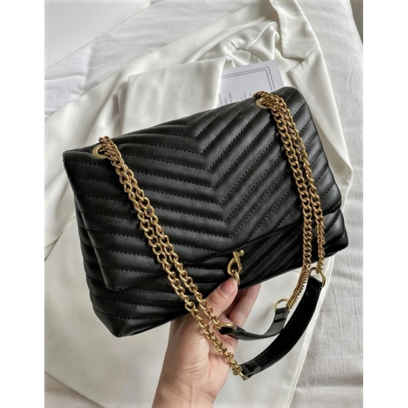 Image For Metal Decor Chevron Flap Square Bag