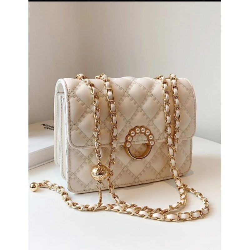 Image For Mini Faux Pearl Decor Chain Shoulder Bag