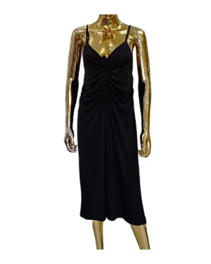 Image of Black Fashion Pleated Strap Dress