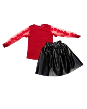 Image of Zara Girls Top & Leather Skirt