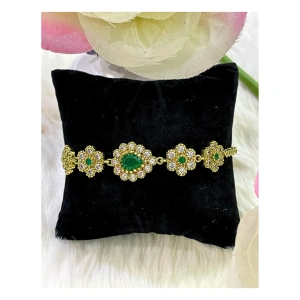 Image of Gold Bangle With Green Stone