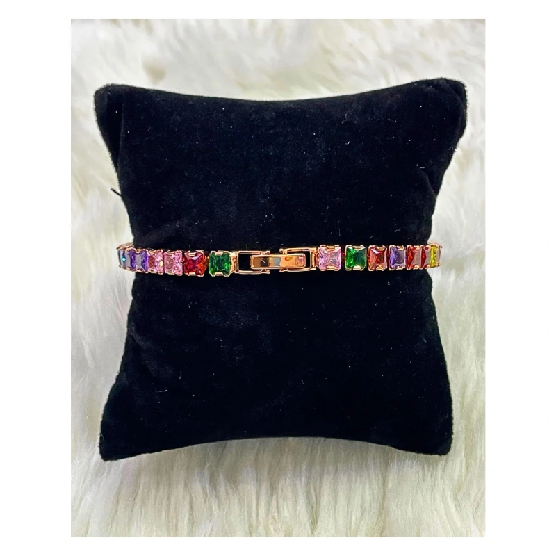 Image of Multicolored Cubic Zirconia Decor Bracelet