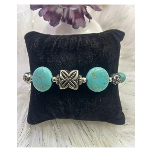 Image of Leaf Turquoise Bead Bracelet