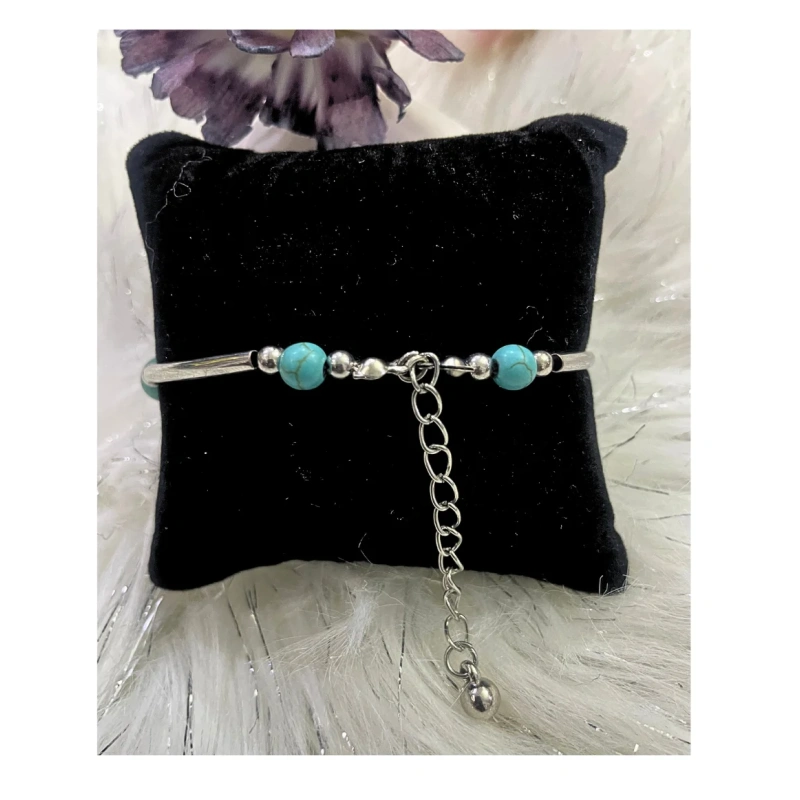 Image of Leaf Turquoise Bead Bracelet