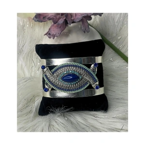 Image of Blue Sapphire Silver Cuff Bracelet