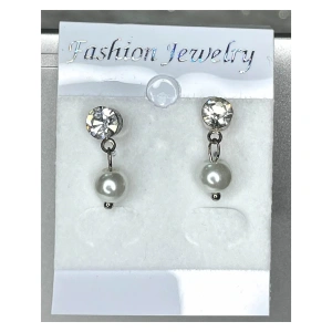 Image of Crystal Large Pearl Drop Earrings