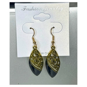 Image of Black and Gold Teardrop Dangle Earring