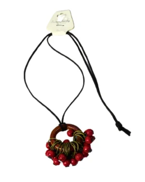 Image of Handmade Color Wood Beads Pendant Necklace
