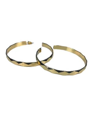 Image of Vintage Hammered Faceted Hoop Earring