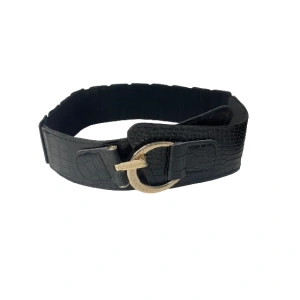 Image of Crocodile Embrossed Round Buckle Belt