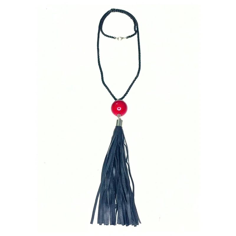 Image of Tassel Pendant Long Chain Beads Necklace