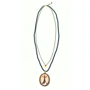 Image of Eiffel Decor Pendant Beaded Necklace