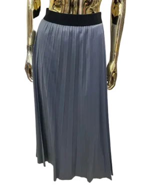 IMAGE OF GREY MIDI PLEATED SKIRT