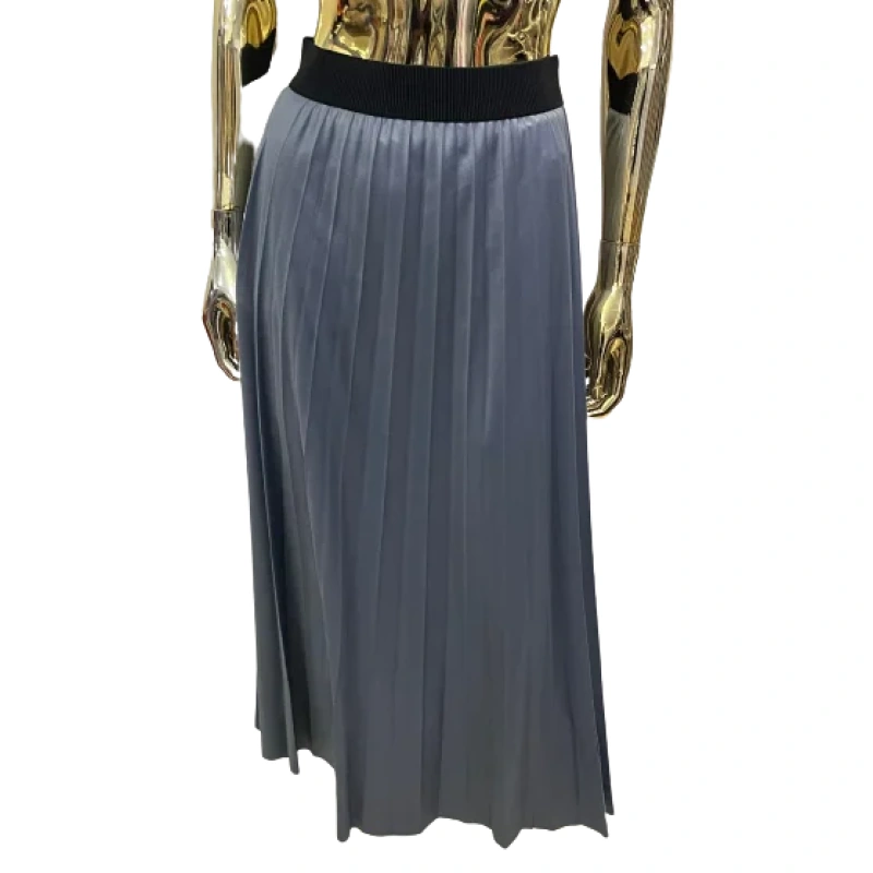 IMAGE OF GREY MIDI PLEATED SKIRT