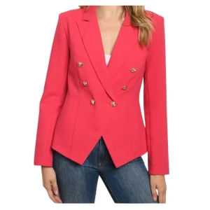 Chic Pink Blazer with Gold Buttons – Power & Style