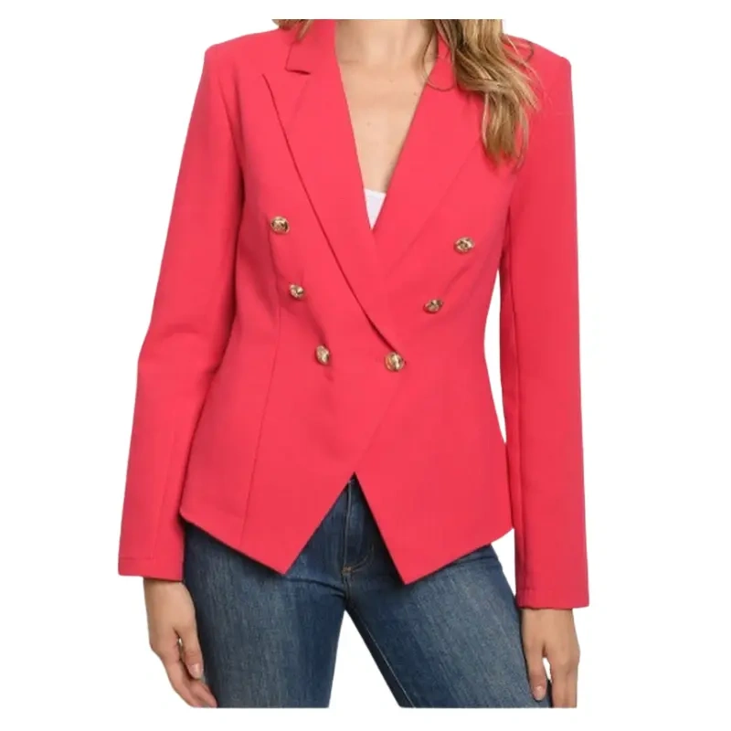 Chic Pink Blazer with Gold Buttons – Power & Style