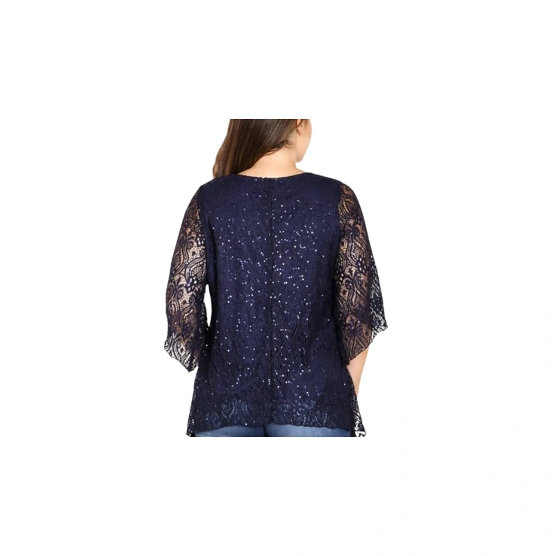 Beautiful Navy Blue Lace Top1