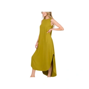 Beautiful Sleeveless Relaxed Maxi Dress with Side Slit and Pockets