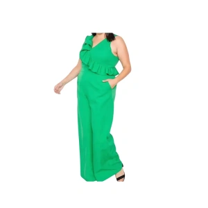 Classic Sure to Be Seen Green Sleeveless Ruffled Jumpsuit